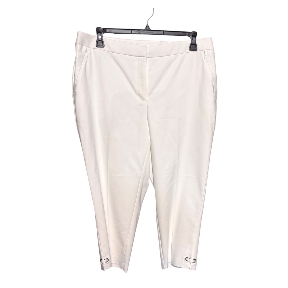 Rafaella Curvy Capri Pants Women 16P White High Rise Satin Twill NWT Petite Crop